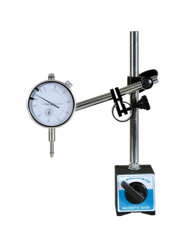 ⬡ Indikatorius su magnetiniu stovu 0-10 mm (MHR07015) ⬡ Indikatorius su magnetiniu stovu 0-10 mm (MHR07015)