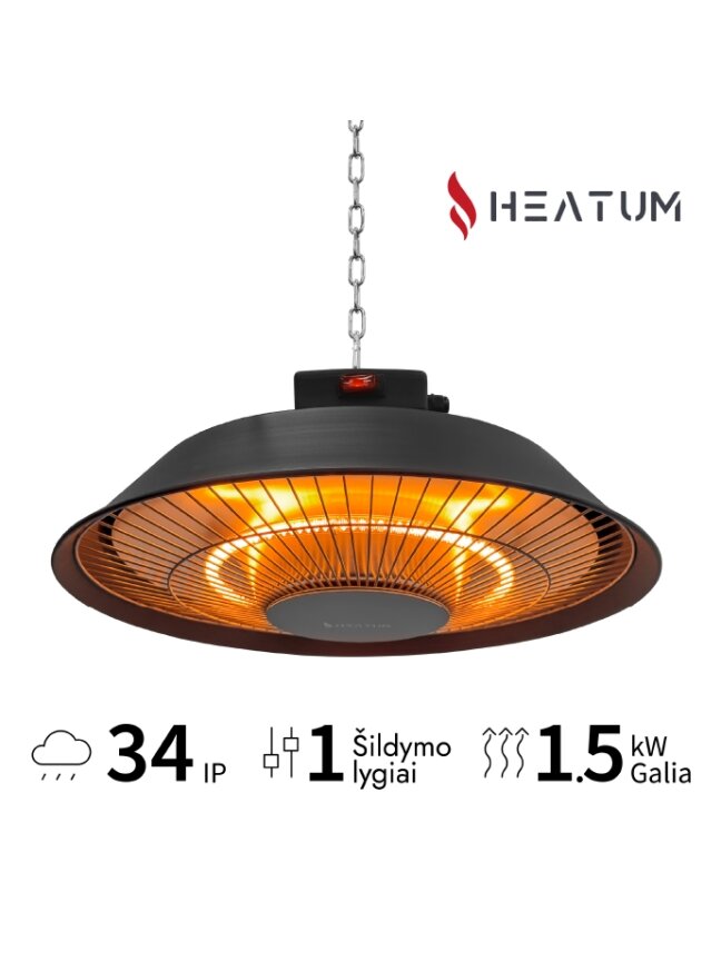 Infraraudonųjų spindulių šildytuvas Heatum AURA H1500 Black 2 Infraraudonųjų spindulių šildytuvas Heatum AURA H1500 Black 2