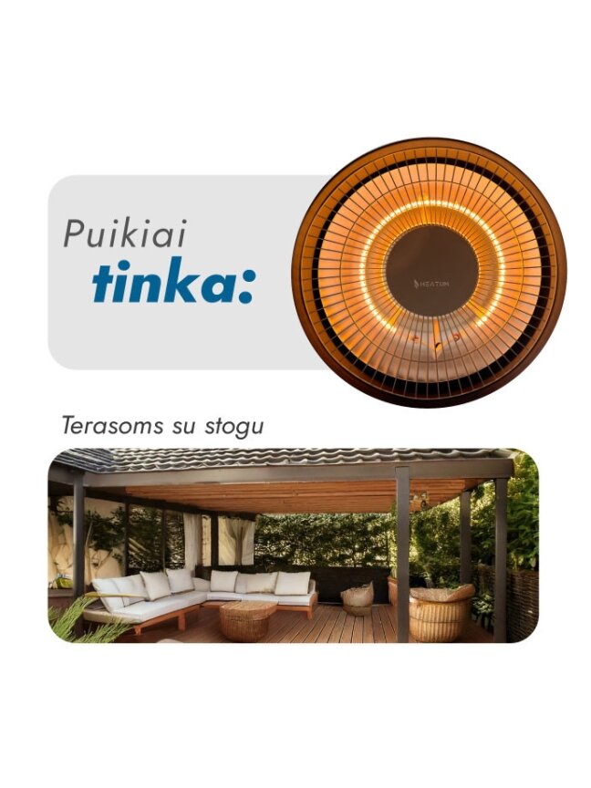 Infraraudonųjų spindulių šildytuvas Heatum AURA H1500 Black 6