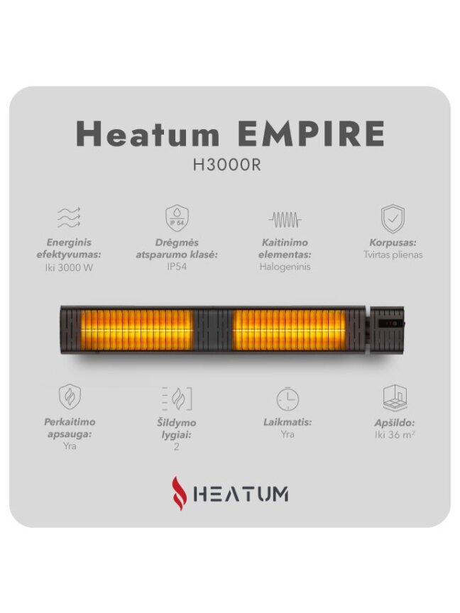 Infraraudonųjų spindulių šildytuvas Heatum H3000R EMPIRE 2 Infraraudonųjų spindulių šildytuvas Heatum H3000R EMPIRE 2