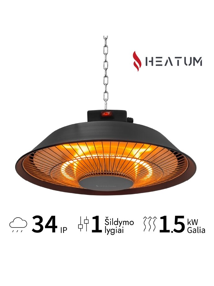 Infraraudonųjų spindulių šildytuvas Heatum AURA H1500 Black 2 Infraraudonųjų spindulių šildytuvas Heatum AURA H1500 Black 2