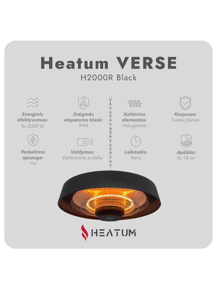 Infraraudonųjų spindulių šildytuvas Heatum VERSE H2000R Black 3 Infraraudonųjų spindulių šildytuvas Heatum VERSE H2000R Black 3