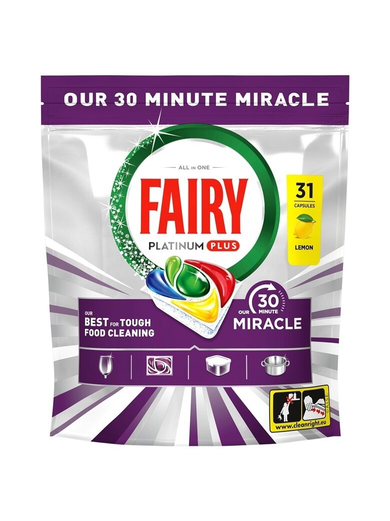 Indaplovių kapsulės Fairy PLAT+ Lemon MM, 31 vnt. Indaplovių kapsulės Fairy PLAT+ Lemon MM, 31 vnt.