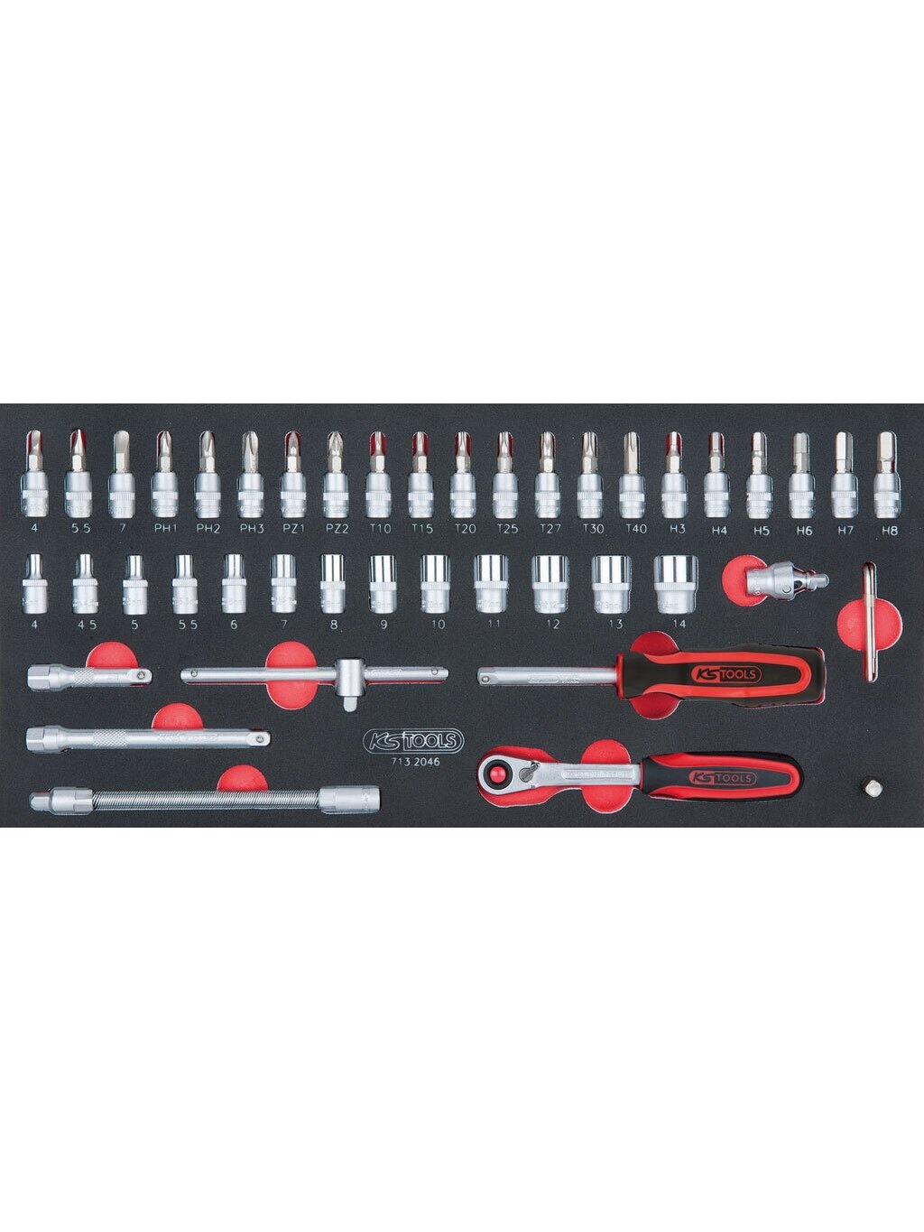 Įrankių komplektas į vėžimėlį 46vnt. (713.2046, KS TOOLS)