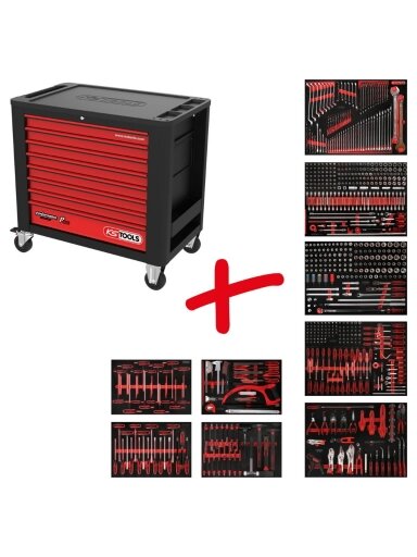 Įrankių vežimėlis Perfomanceplus P20 + 706 vnt įrankių, KS Tools