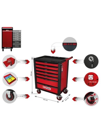 Įrankių vežimėlis  RACINGline, 7 stalčiai, KS Tools