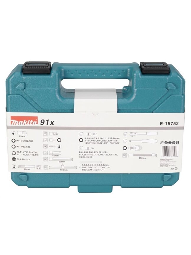 Įrankių komplektas Makita E-15752, 91 vnt. 2
