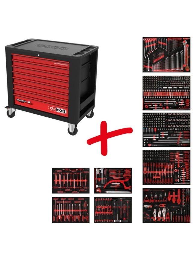 Įrankių vežimėlis Perfomanceplus P20 + 706 vnt įrankių, KS Tools 1