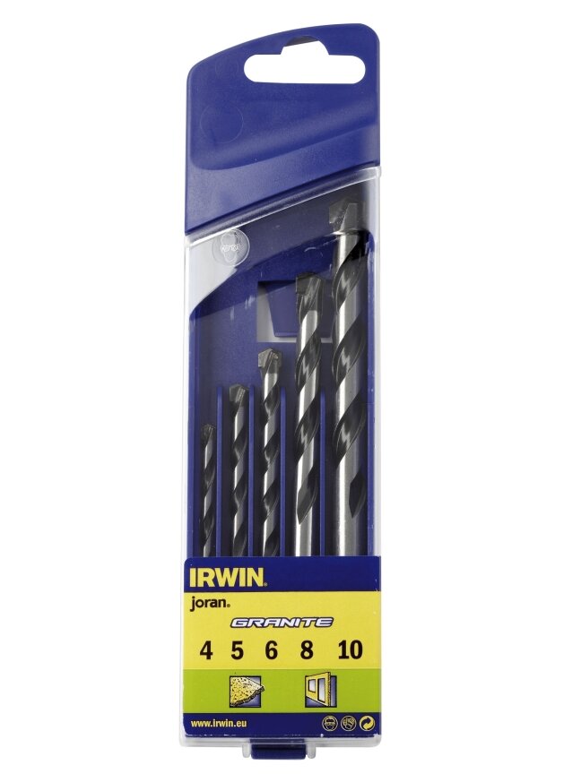 IRWIN Granito grąžtų rinkinys 4,5,6,8,10 mm IRWIN Granito grąžtų rinkinys 4,5,6,8,10 mm