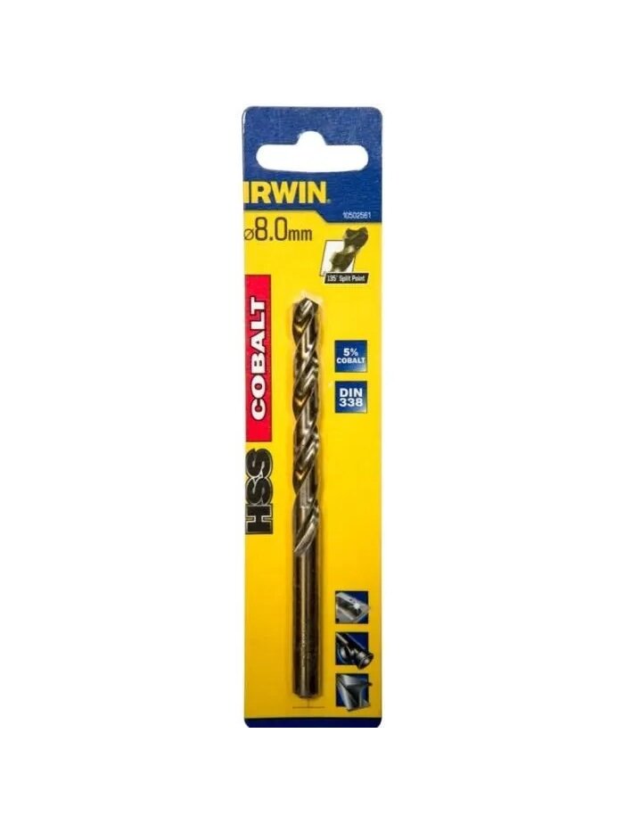 IRWIN Grąžtas metalui HSS COBALT 8,0 mm blist.