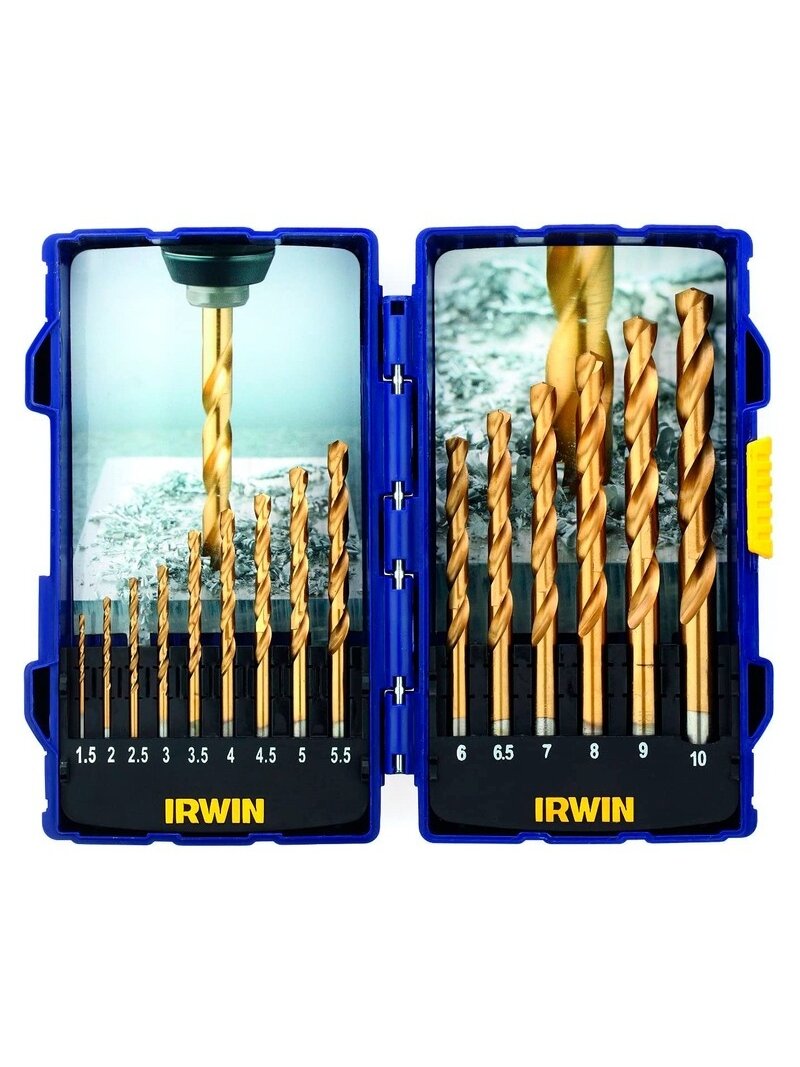 IRWIN Grąžtų rinkinys HSS Titanium 1-10 mm 15 vnt. IRWIN Grąžtų rinkinys HSS Titanium 1-10 mm 15 vnt.