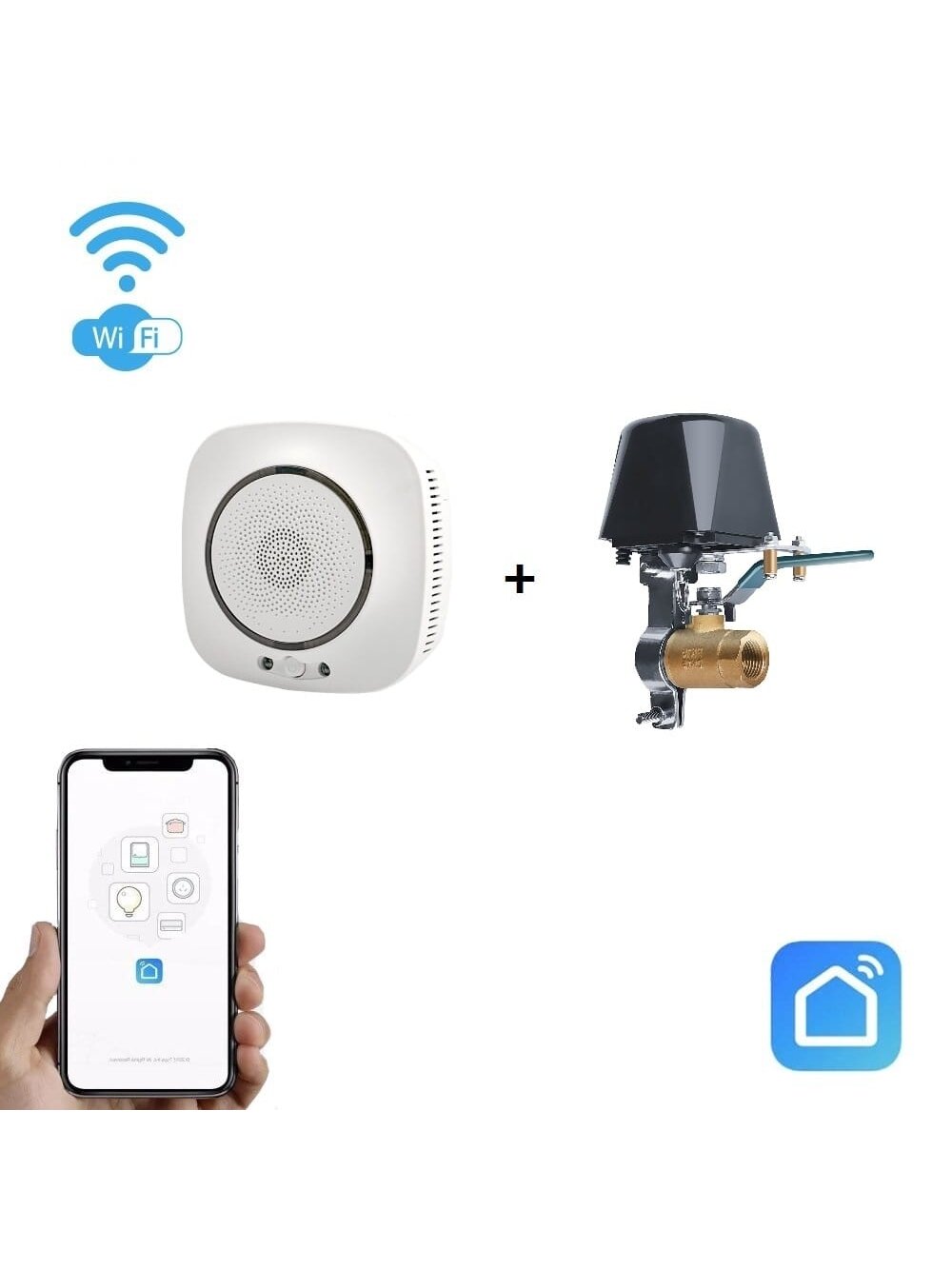 Išmanaus dujų nuotėkio jutiklio ir valdiklio komplektas Wi-Fi SmartHome