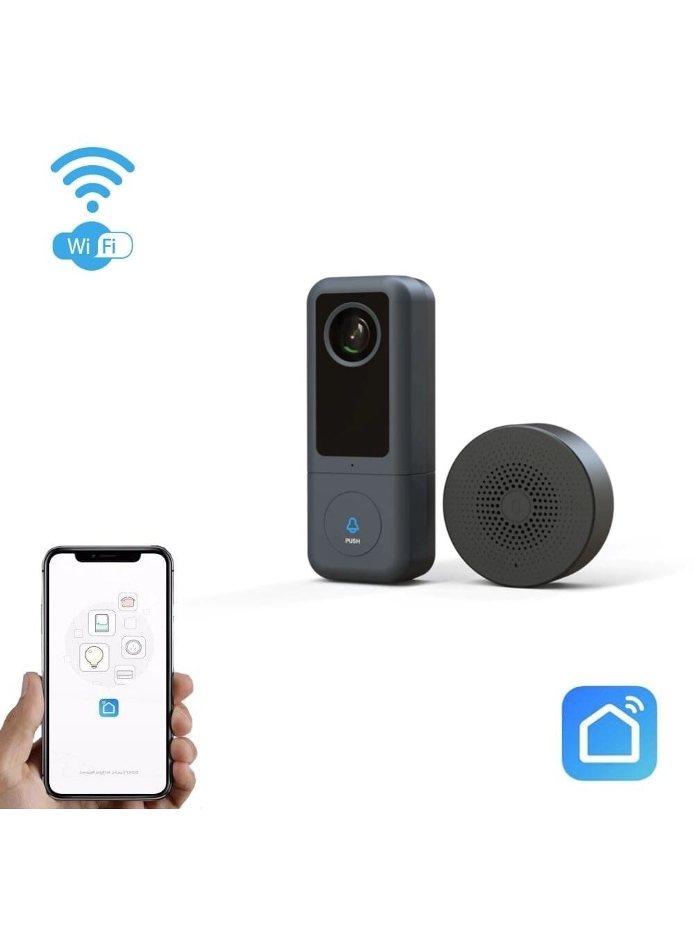 Išmanusis buto durų skambutis Wi-Fi SmartHome SLIM Išmanusis buto durų skambutis Wi-Fi SmartHome SLIM
