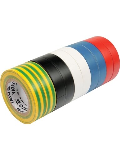 Izoliacinės juostos rinkinys, įvairių spalvų Yato YT-8173 | 20m, 19mm/0.13mm, 10 vnt.