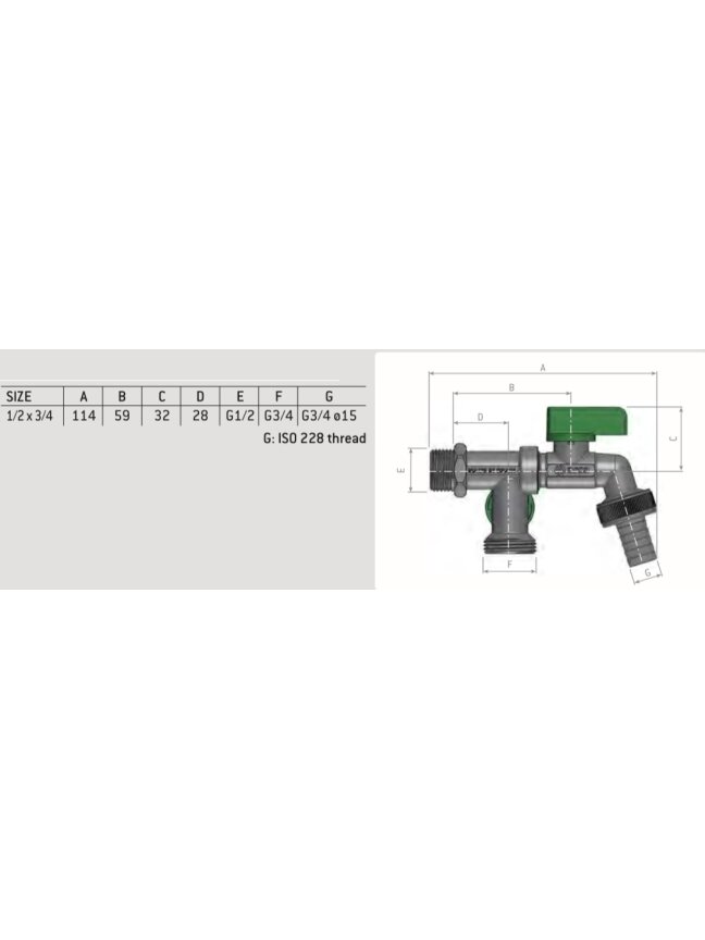 JARDIN sodo ventilis dvigubas, srėgis 1/2", 3/4" x 3/4" Ø15 JARDIN sodo ventilis dvigubas, srėgis 1/2", 3/4" x 3/4" Ø15