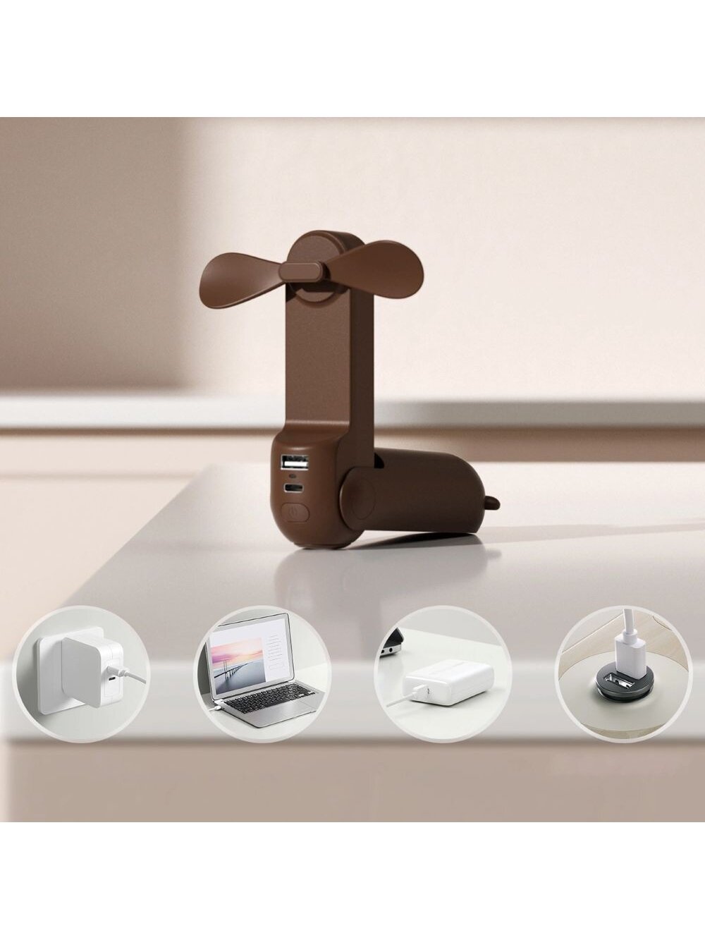JisuLife Handheld Fan 8 Brown 2