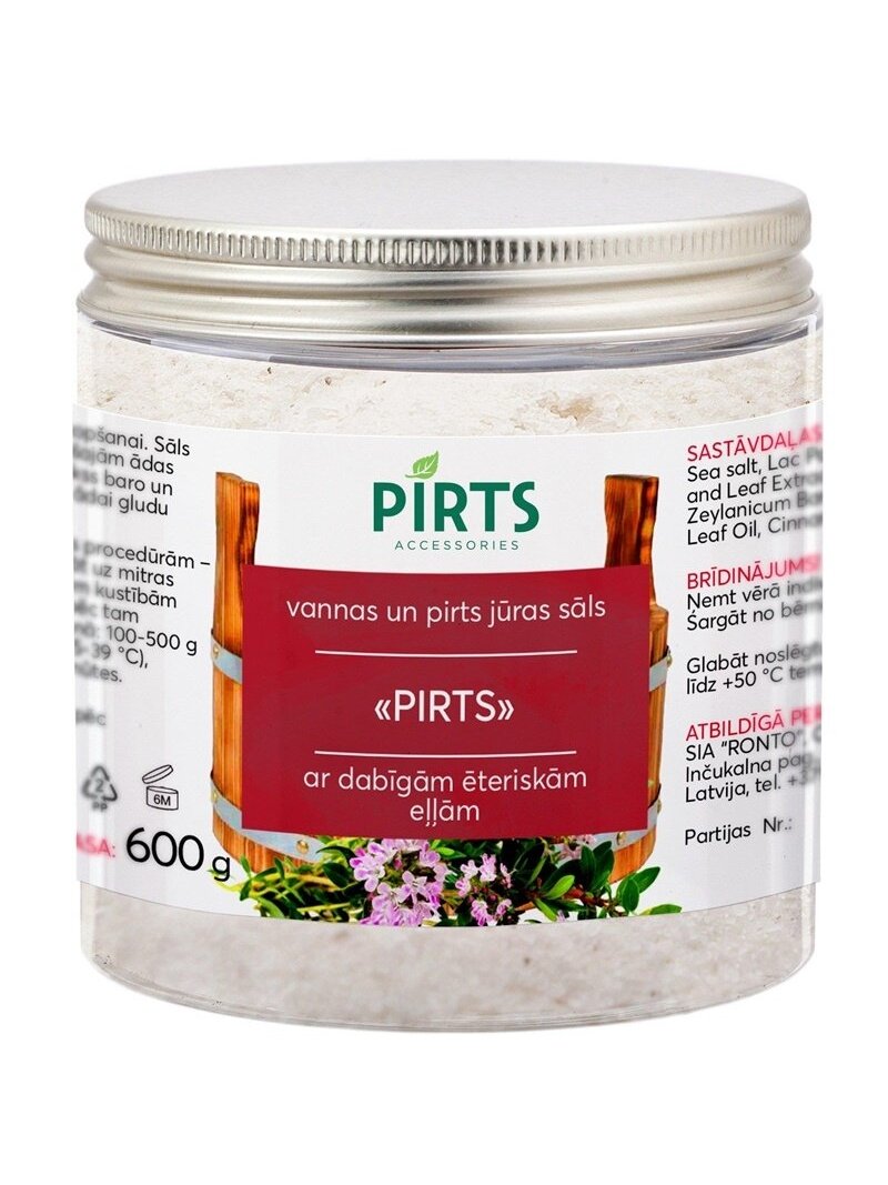 Jūros druska pirtims su eteriniais aliejais, 600g Jūros druska pirtims su eteriniais aliejais, 600g