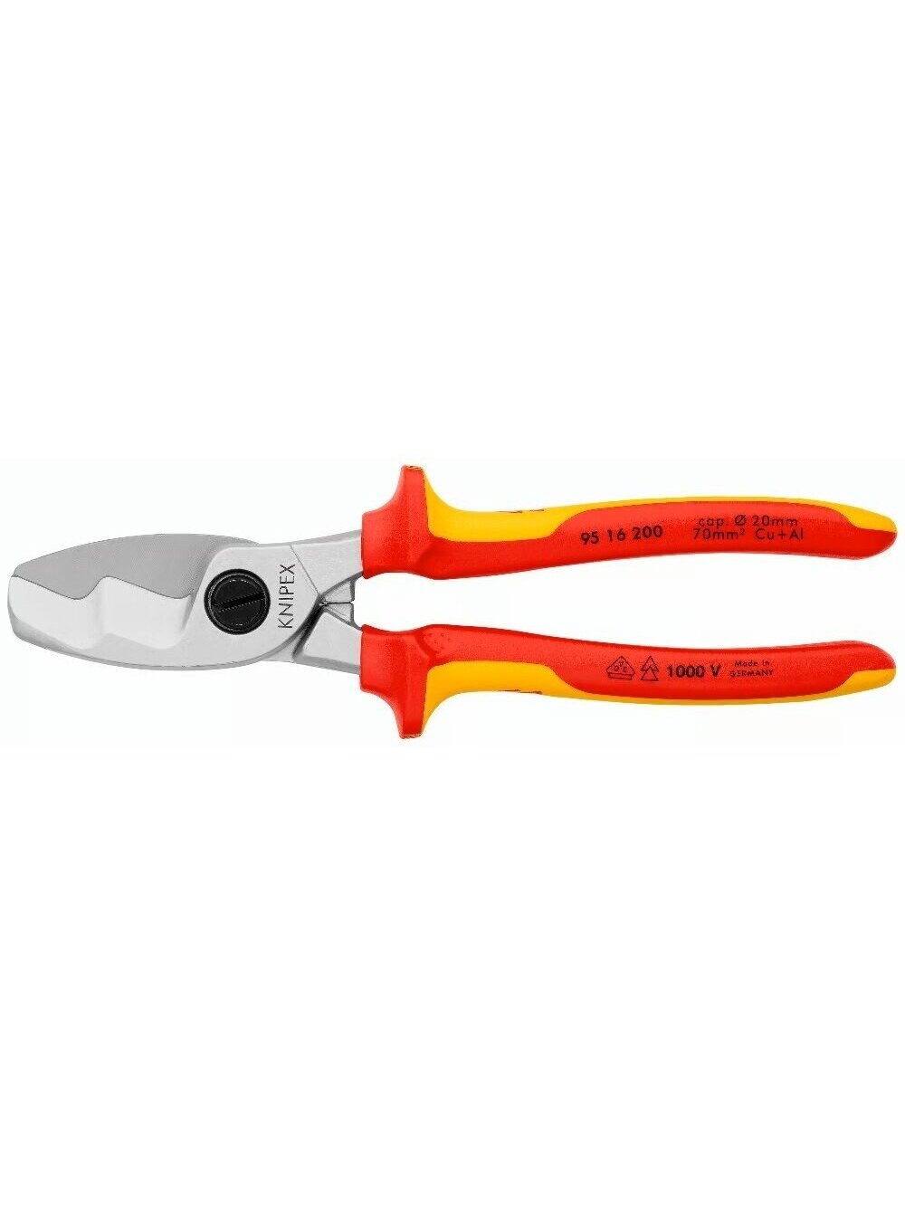 ⬡ Kabelio kirpimo žirklės elektrikui VDE 200mm (9516200, KNIPEX) ⬡ Kabelio kirpimo žirklės elektrikui VDE 200mm (9516200, KNIPEX)