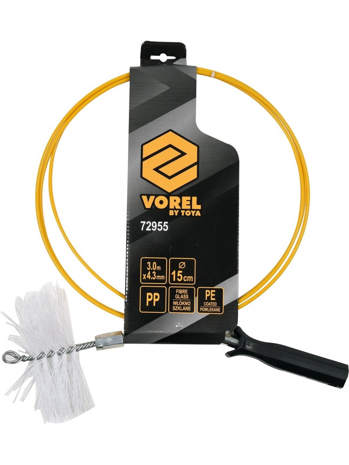 Kaminų valymui šepetys su trosu 150mm / 3m Vorel 1