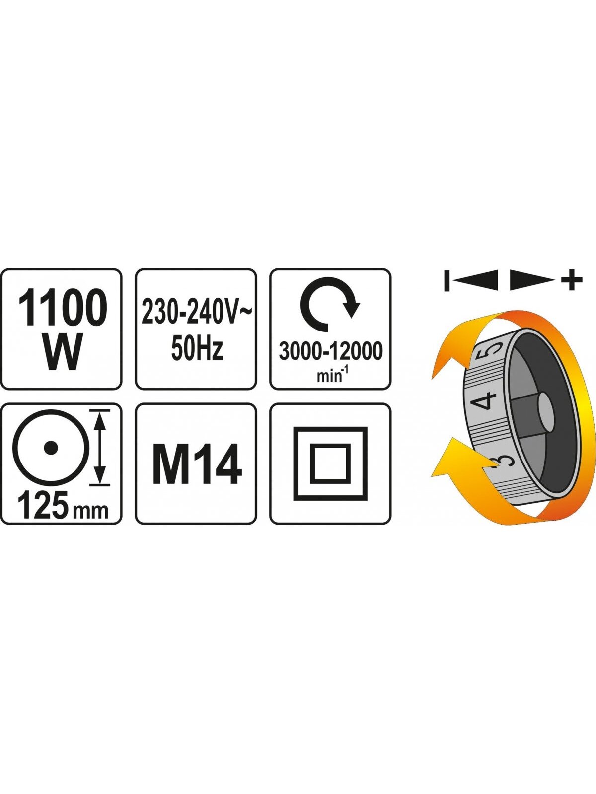 Kampinis šlifuoklis 1100W, d-125mm, reguliuojamas greitis Yato | 3000-12000 aps/min 3 Kampinis šlifuoklis 1100W, d-125mm, reguliuojamas greitis Yato | 3000-12000 aps/min 3
