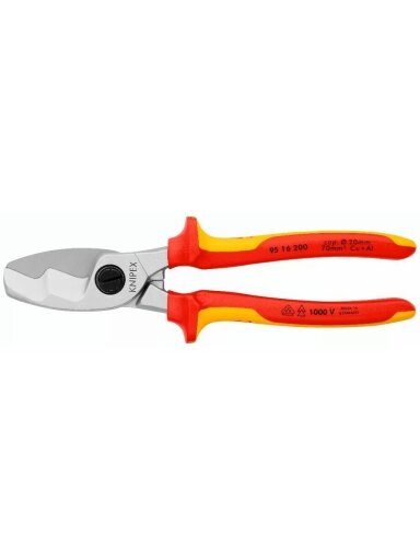 ⬡ Kabelio kirpimo žirklės elektrikui VDE 200mm (9516200, KNIPEX)