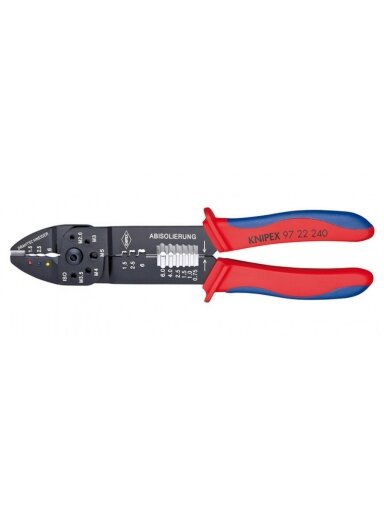 Kabelių kirpimo, nužievinimo, užspaudimo replės laidams 0,5-6mm, Knipex