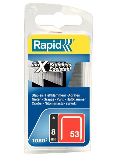 Kabės Rapid Nr. 53 nerūdyjančio plieno | 8 mm, 1080 vnt. (plast. Dėž.)
