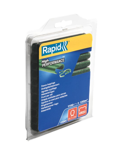 Kabės sukabinimo Rapid VR22 cinkuotos, dengtos žaliu plastiku | 1100vnt.