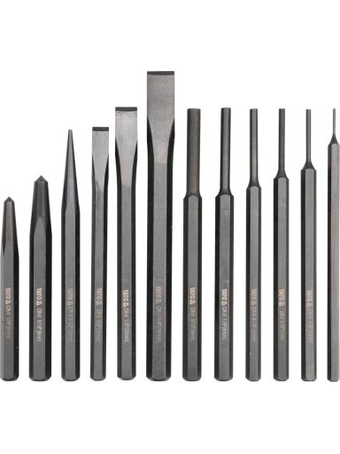 Kaltų, žymeklių metalui rinkinys CrV 12vnt. Yato