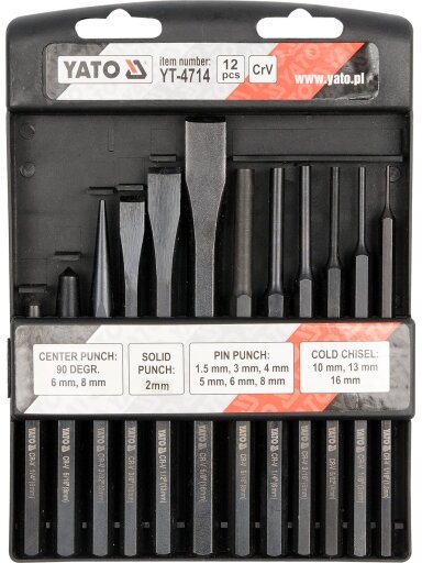 Kaltų, žymeklių metalui rinkinys CrV 12vnt. Yato