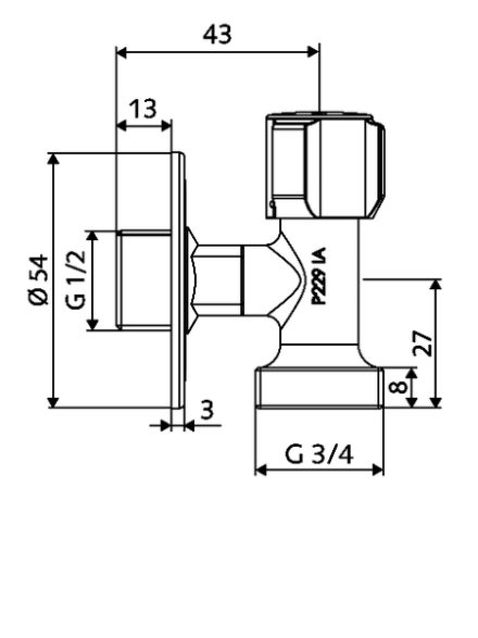 Kampinis ventilis Schell, 1/2'' x 3/4'', taupantis vietą 1 Kampinis ventilis Schell, 1/2'' x 3/4'', taupantis vietą 1