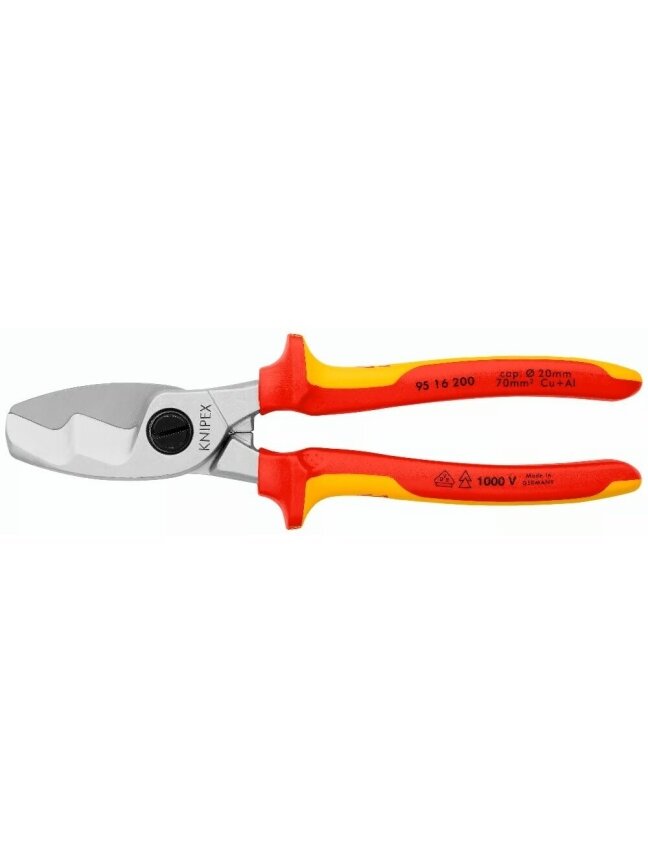⬡ Kabelio kirpimo žirklės elektrikui VDE 200mm (9516200, KNIPEX) ⬡ Kabelio kirpimo žirklės elektrikui VDE 200mm (9516200, KNIPEX)