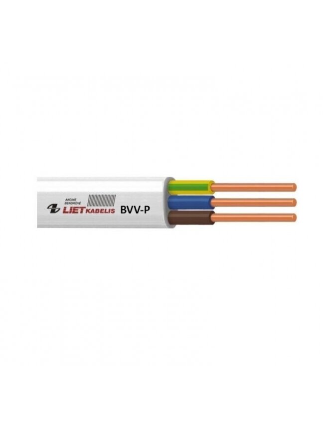 Kabelis Lietkabelis BVV-P, 2 x 1,5 mm², baltas Kabelis Lietkabelis BVV-P, 2 x 1,5 mm², baltas
