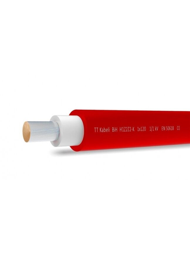 Kabelis saulės elektrinėms H1Z2Z2-K 1x4mm, raudonas, 500m Kabelis saulės elektrinėms H1Z2Z2-K 1x4mm, raudonas, 500m