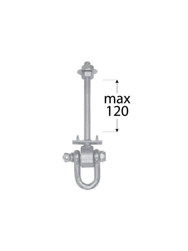 Kabliukas Domax MHD120 8855, pilka, 120 mm x 12 mm 1
