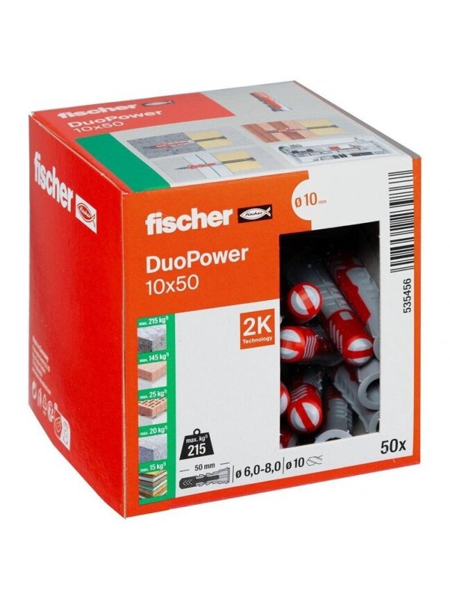 Kaištis Fischer DuoPower, 50 mm x 10 mm, 50 vnt. 1 Kaištis Fischer DuoPower, 50 mm x 10 mm, 50 vnt. 1