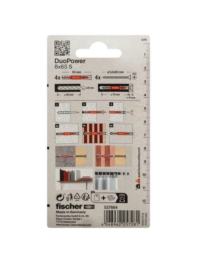 Kaištis Fischer DuoPower, 65 mm x 8 mm, 4 vnt. 2