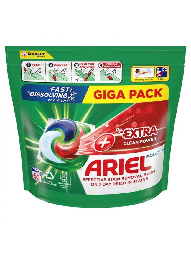 KAPSULĖS SKALBIM ARIEL EXTRA CLEAN 60VNT 1