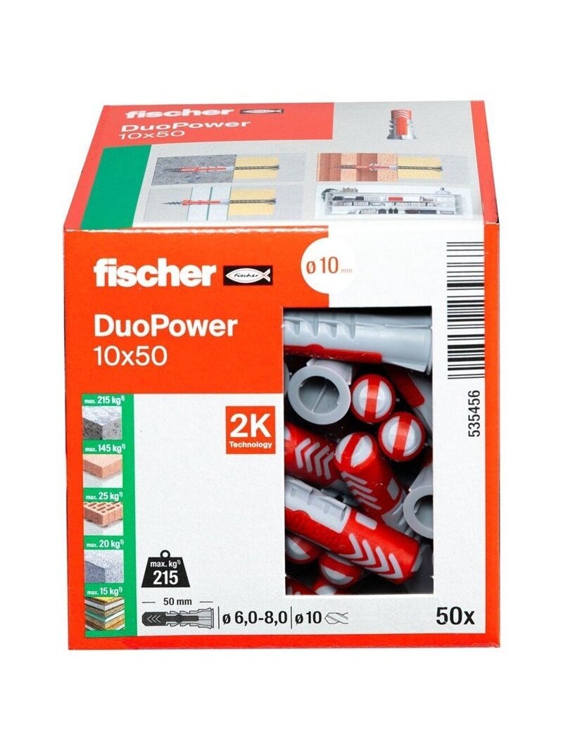 Kaištis Fischer DuoPower, 50 mm x 10 mm, 50 vnt. 2 Kaištis Fischer DuoPower, 50 mm x 10 mm, 50 vnt. 2