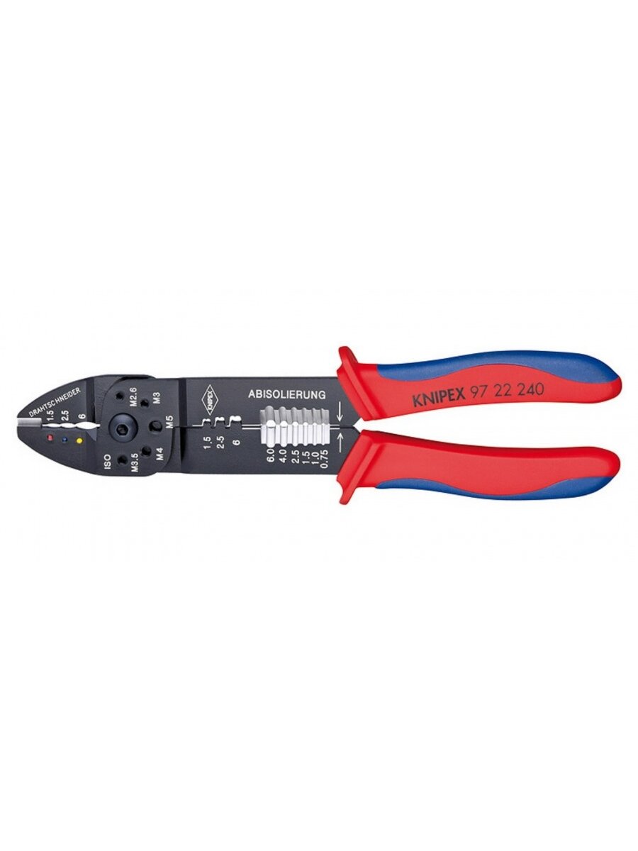 Kabelių kirpimo, nužievinimo, užspaudimo replės laidams 0,5-6mm, Knipex 1