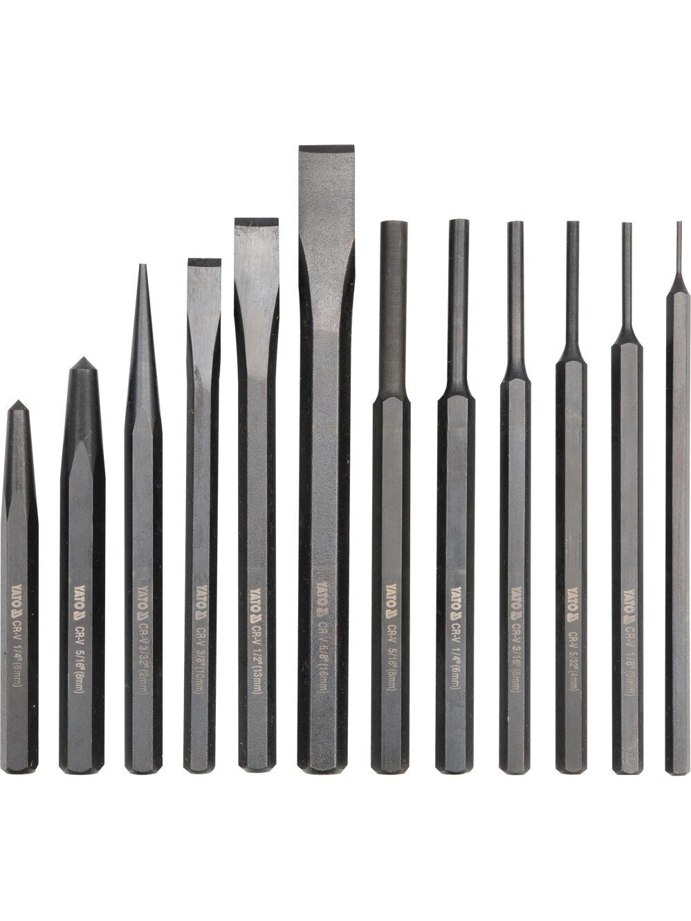 Kaltų, žymeklių metalui rinkinys CrV 12vnt. Yato 1 Kaltų, žymeklių metalui rinkinys CrV 12vnt. Yato 1