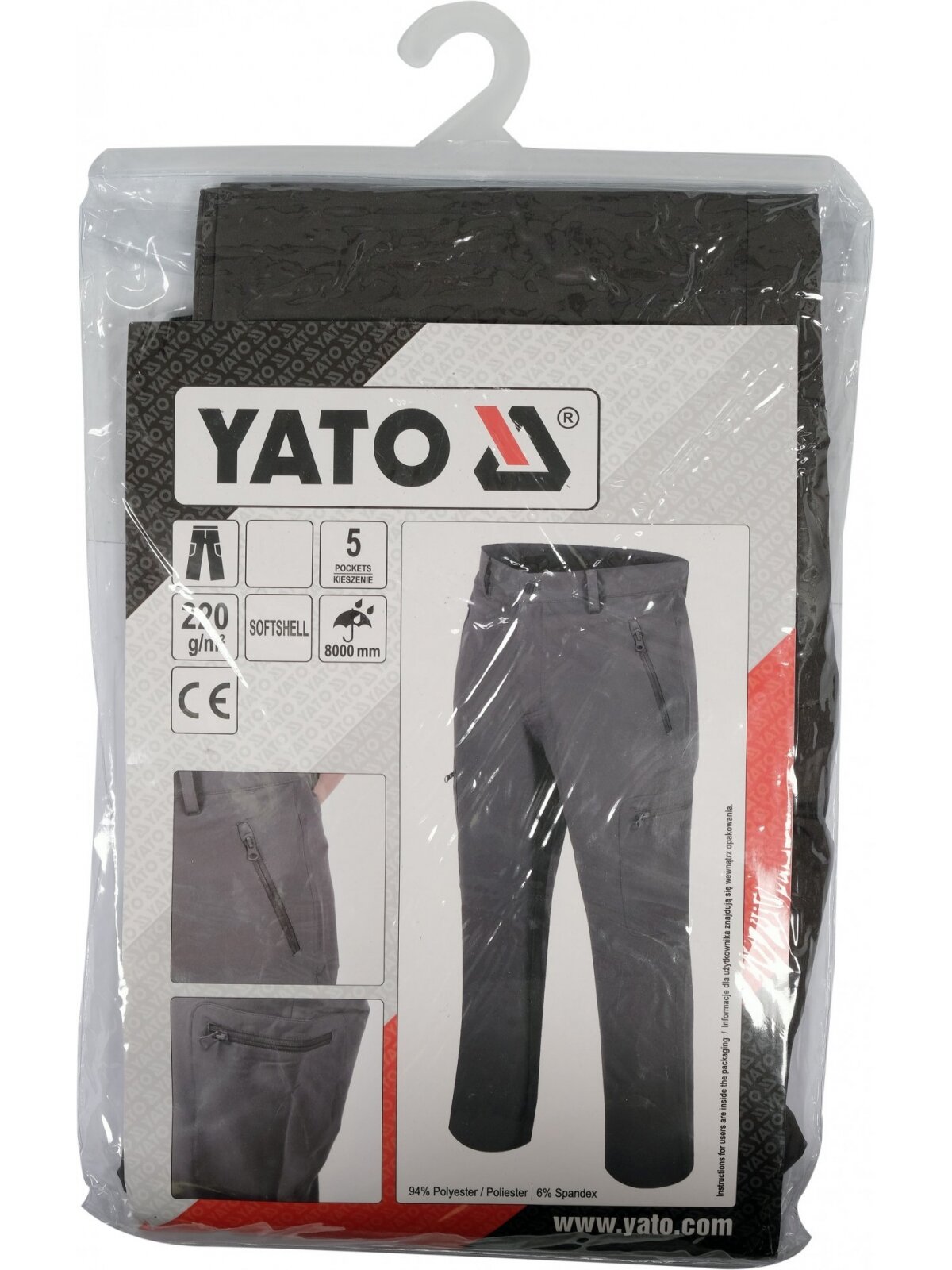 Kelnės darbinės, vasarinės, SOFTSHELL, pilkos Yato | S dydis 6