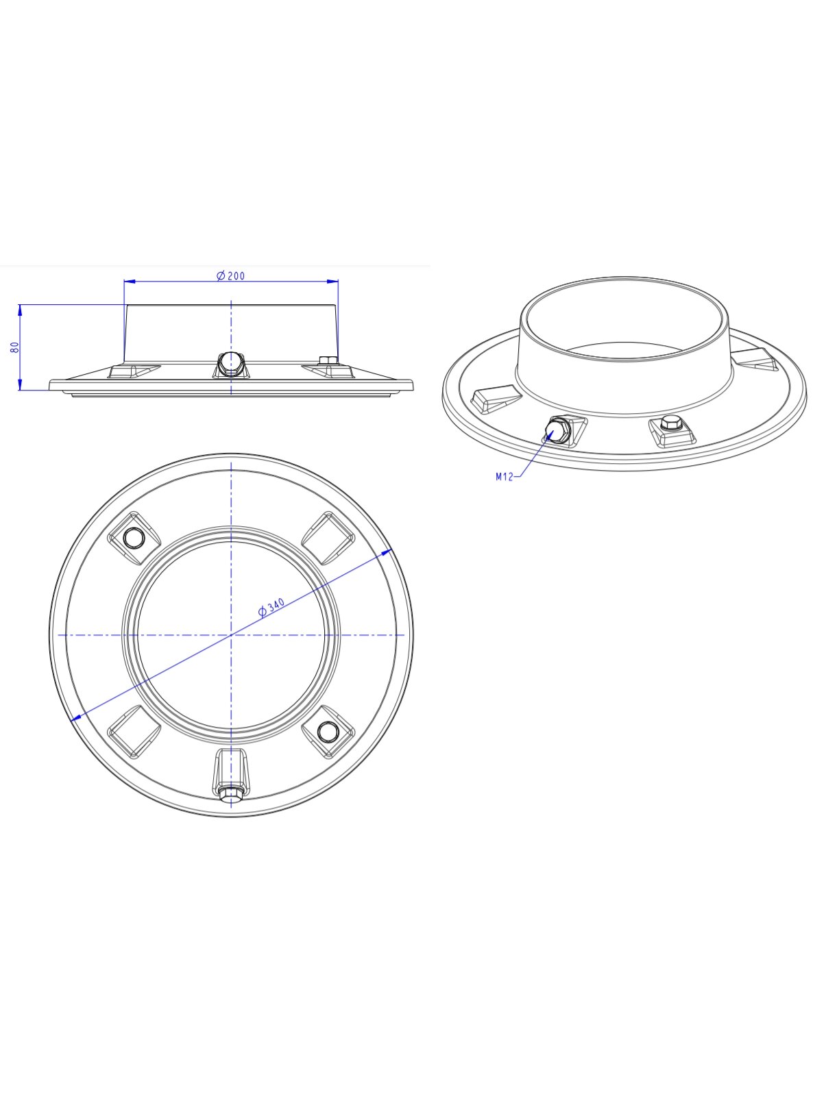 Ketinis flanšas Romotop Dynamic 3G židiniams, 200 mm