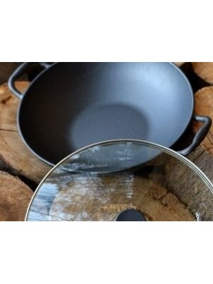 Ketaus keptuvė Ø 35 cm WOK su dangčiu 2 Ketaus keptuvė Ø 35 cm WOK su dangčiu 2
