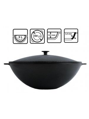 Ketaus keptuvė Ø 36 cm WOK su dangčiu 2