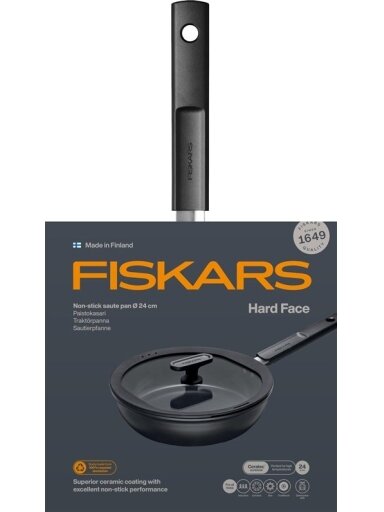 Keptuvė su dangčiu Fiskars Hard face, 26 cm, aliuminis