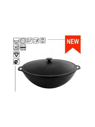 Ketaus keptuvė Ø 36 cm WOK su dangčiu