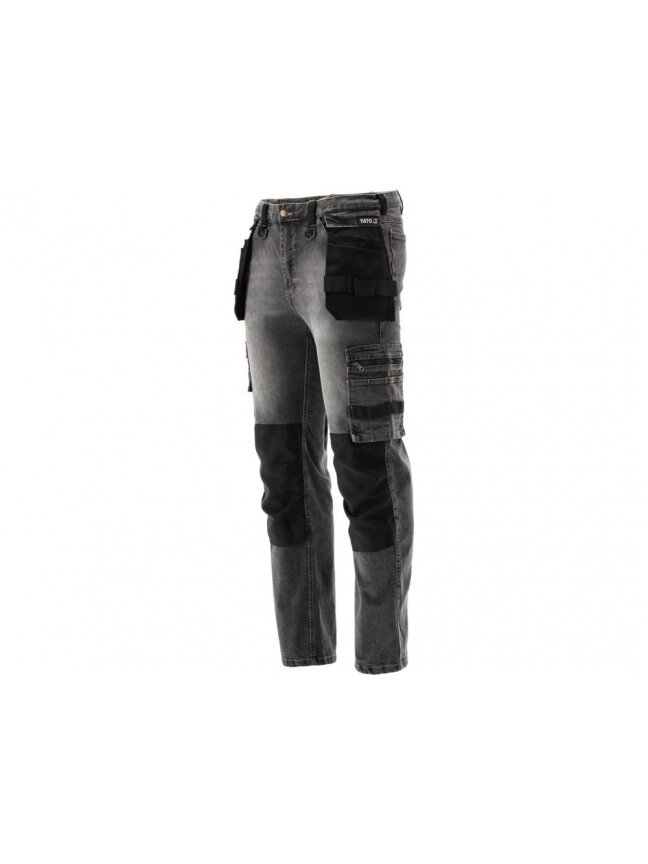 Kelnės darbinės elastinės džinsinės pilkos Yato | dydis L/XL Kelnės darbinės elastinės džinsinės pilkos Yato | dydis L/XL