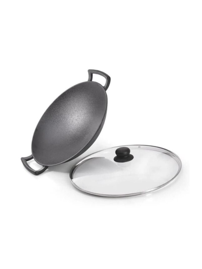 Ketaus keptuvė Ø 35 cm WOK su dangčiu Ketaus keptuvė Ø 35 cm WOK su dangčiu