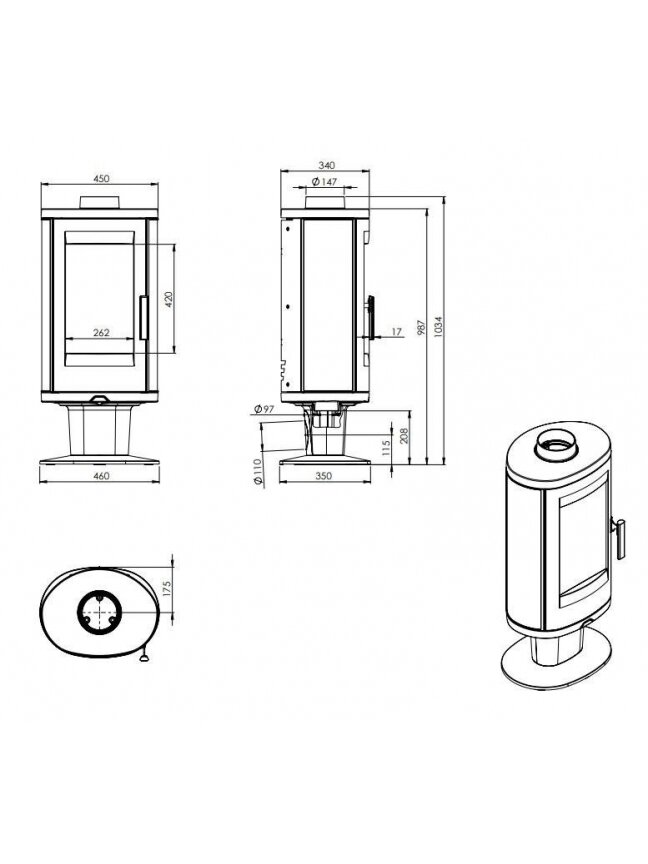 Ketinė krosnelė NORDFLAM AUGUSTA, 7.8 kW 1 Ketinė krosnelė NORDFLAM AUGUSTA, 7.8 kW 1